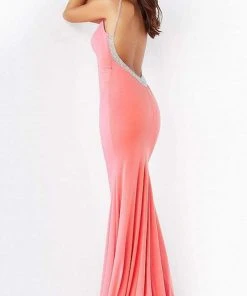 Jovani - 07297 Embellished Plunging V Neck Trumpet Dress 14 Jovani - 07297 Embellished Plunging V Neck Trumpet Dress