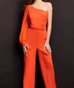 Jovani 07315 - Bishop Sleeve Scuba Jumpsuit