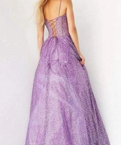 Jovani - 07423 Glitter Corset A-line Shiny Gown