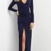 Jovani 07485 - Ruched High Slit Evening Gown