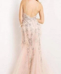 Jovani - 07514 Floral Feather-Appliques Trumpet Gown 5 Jovani - 07514 Floral Feather-Appliques Trumpet Gown