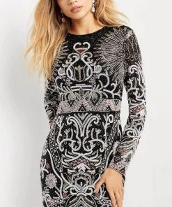Jovani 07519 - Beaded Long Sleeved Short Dress 7 Jovani 07519 - Beaded Long Sleeved Short Dress
