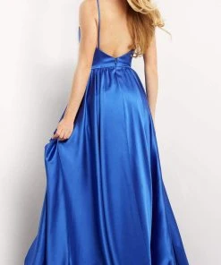 Jovani - 07550 Spaghetti Strap Satin Overskirt Gown