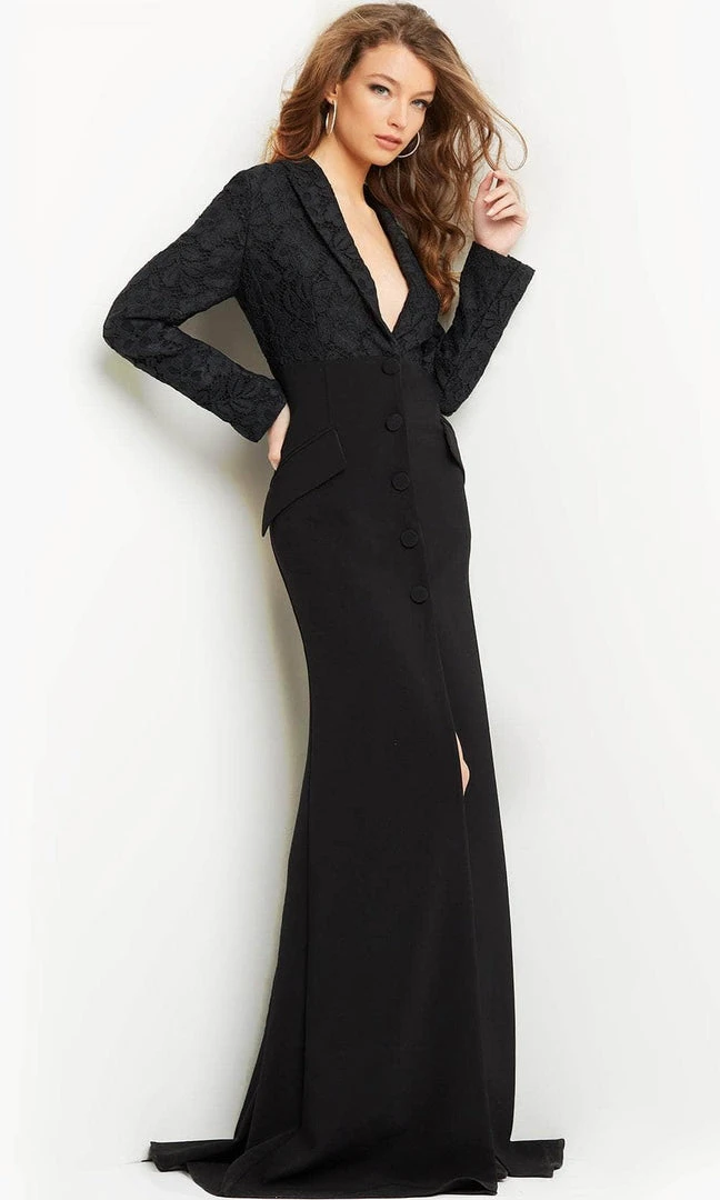 Jovani 07552 - V-Neck Front Slit Evening Gown 4 Jovani 07552 - V-Neck Front Slit Evening Gown