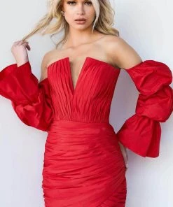 Jovani 07558 - Off Shoulder Ruched Cocktail Dress