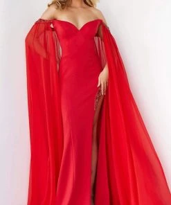 Jovani - 07652 Cascading Drape Off Shoulder Gown 10 Jovani - 07652 Cascading Drape Off Shoulder Gown