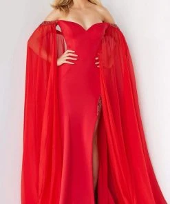 Jovani - 07652 Cascading Drape Off Shoulder Gown 9 Jovani - 07652 Cascading Drape Off Shoulder Gown