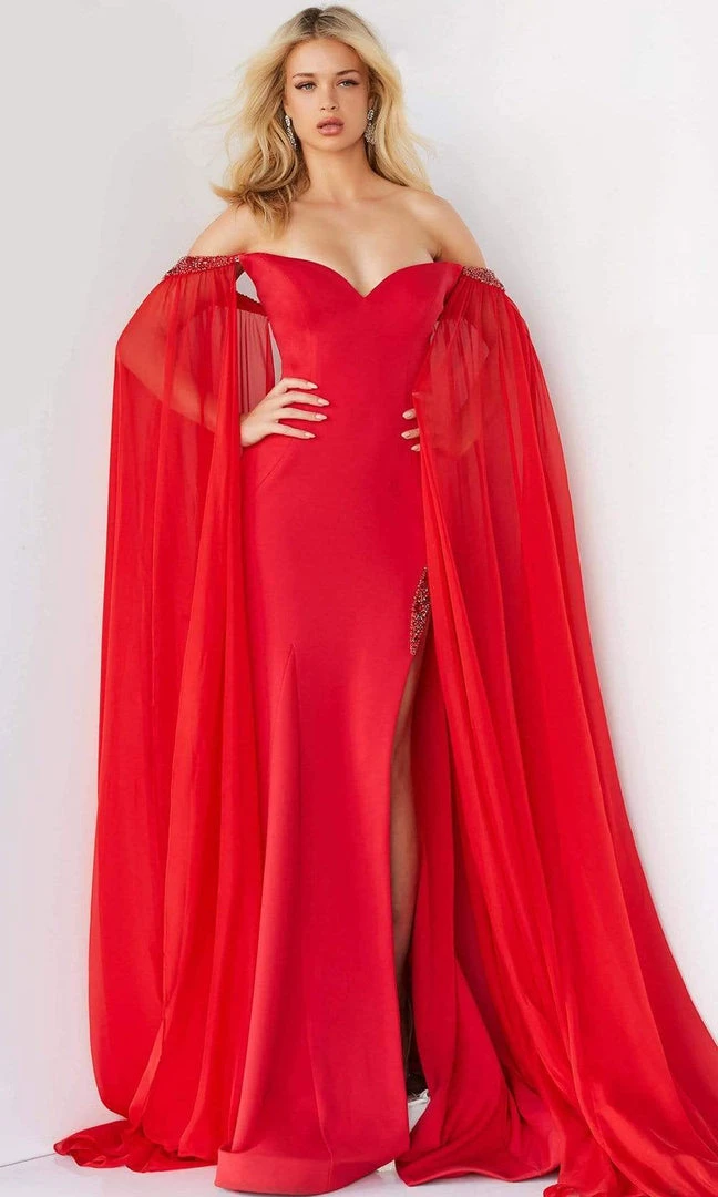 Jovani - 07652 Cascading Drape Off Shoulder Gown 5 Jovani - 07652 Cascading Drape Off Shoulder Gown