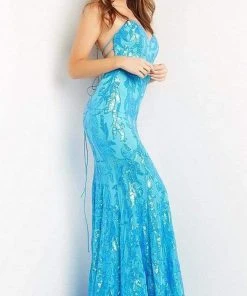 Jovani - 07786 Strapless Sweetheart Lace-up Open Back Sequin Dress