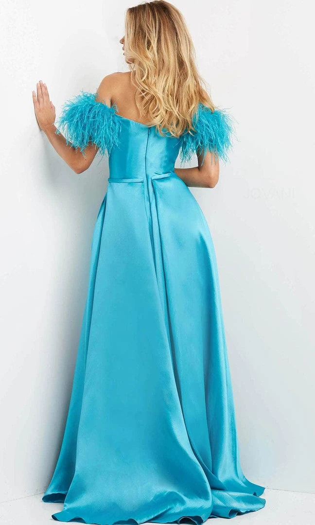 Jovani 08321 - Feathered Off Shoulder Evening Gown 4 Jovani 08321 - Feathered Off Shoulder Evening Gown