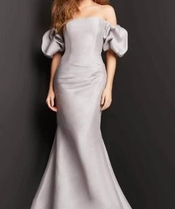 Jovani 08361 - Bubble Sleeve Off Shoulder Evening Dress