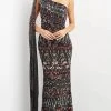 Jovani 08450 - Asymmetric With Shoulder Cape Long Dress