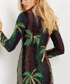 Jovani 08453 - High Neck Long Sleeves Short Dress 7 Jovani 08453 - High Neck Long Sleeves Short Dress