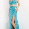 Jovani - 08471 Floral Applique Two-Piece High Slit Sequin Prom Dress 1 Jovani - 08471 Floral Applique Two-Piece High Slit Sequin Prom Dress