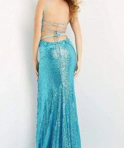 Jovani - 08471 Floral Applique Two-Piece High Slit Sequin Prom Dress 5 Jovani - 08471 Floral Applique Two-Piece High Slit Sequin Prom Dress