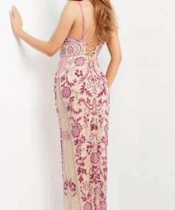 Jovani 08546 - Spaghetti Strap Beaded Evening Gown