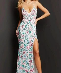 Jovani 08557 - Sleeveless Plunging V-neck Long Dress