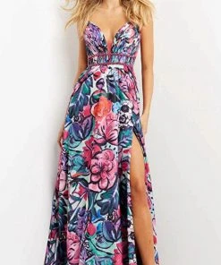 Jovani 08593 - Sleeveless Plunging V-neck Long Dress