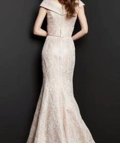 Jovani 08656 - Cap Sleeved Bow V-Neck Evening Gown