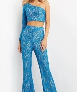 Jovani 08693 - Asymmetric Neck Two Piece Jumpsuit