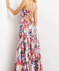 Jovani 09029 - Sleeveless Low-cut V-neck Long Dress