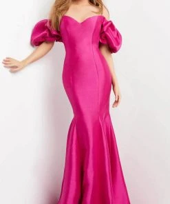 Jovani 09031 - Puff Sleeve Off Shoulder Evening Dress