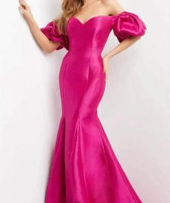 Jovani 09031 - Puff Sleeve Off Shoulder Evening Dress