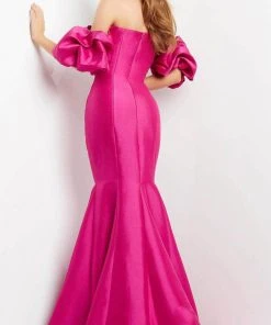 Jovani 09031 - Puff Sleeve Off Shoulder Evening Dress