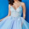 Jovani 09728 - Deep V-neck Tulle Short Dress