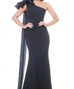 Jovani - 1008 Asymmetric Neck Plain Evening Dress