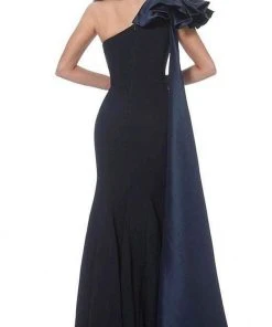 Jovani - 1008 Asymmetric Neck Plain Evening Dress
