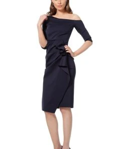 Jovani - 1035 Quarter Length Sleeve Knee Length Sheath Dress