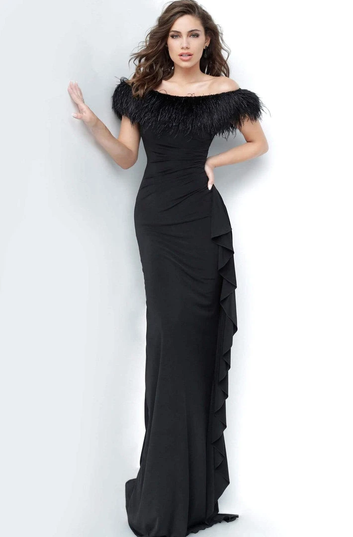 Jovani - 1147 Off-Shoulder Feather Sheath Dress 3 Jovani - 1147 Off-Shoulder Feather Sheath Dress