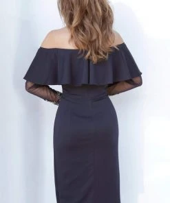 Jovani - 1155 Long Sleeve Off-Shoulder Sheath Dress