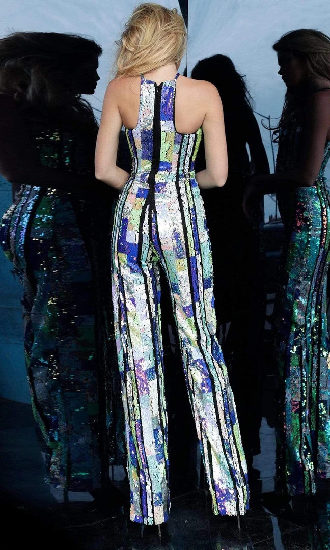 Jovani - 1194 Multicolored Sequined Halter Jumpsuit 4 Jovani - 1194 Multicolored Sequined Halter Jumpsuit