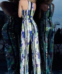Jovani - 1194 Multicolored Sequined Halter Jumpsuit 11 Jovani - 1194 Multicolored Sequined Halter Jumpsuit