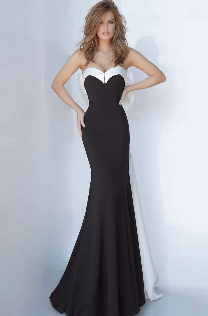 Jovani - 12020 Strapless Trumpet Dress With Bow Back Detail 7 Jovani - 12020 Strapless Trumpet Dress With Bow Back Detail