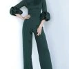 Jovani - 1227 Boat Neck Bubble Sleeved Scuba Evening Jumpsuit 1 Jovani - 1227 Boat Neck Bubble Sleeved Scuba Evening Jumpsuit
