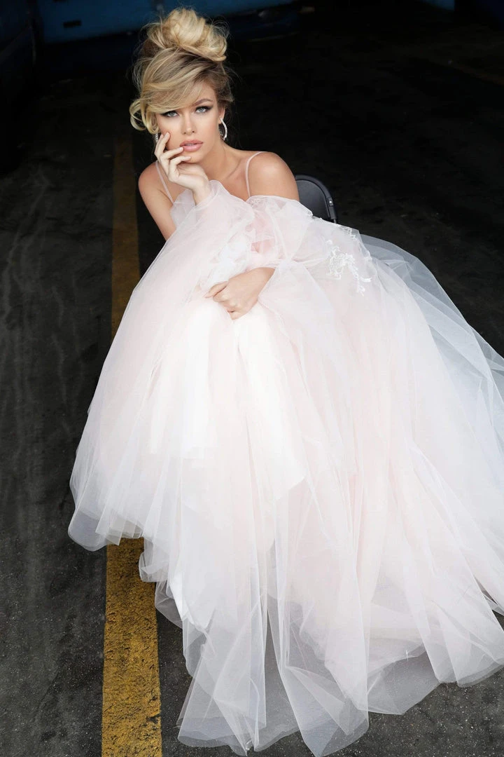 Jovani - 1310 Spaghetti Straps Sheer Embroidered Bodice Tulle Ballgown 7 Jovani - 1310 Spaghetti Straps Sheer Embroidered Bodice Tulle Ballgown