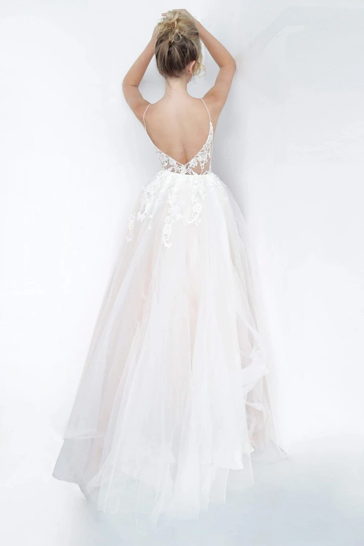 Jovani - 1310 Spaghetti Straps Sheer Embroidered Bodice Tulle Ballgown 4 Jovani - 1310 Spaghetti Straps Sheer Embroidered Bodice Tulle Ballgown