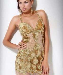 Jovani - 14338 Sequined Illusion Sheath Dress