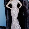 Jovani - 1814 Stretch Lace Off-Shoulder Trumpet Dress