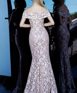 Jovani - 1814 Stretch Lace Off-Shoulder Trumpet Dress 5 Jovani - 1814 Stretch Lace Off-Shoulder Trumpet Dress