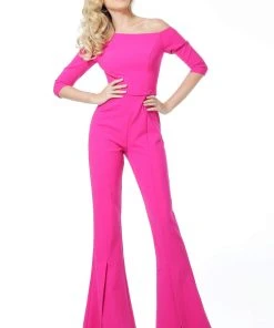 Jovani - 1867 Off-Shoulder Crepe Jumpsuit