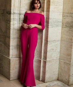 Jovani - 1867 Off-Shoulder Crepe Jumpsuit