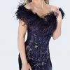 Jovani 22347 - Feathered Off-Shoulder Cocktail Dress 2 Jovani 22347 - Feathered Off-Shoulder Cocktail Dress