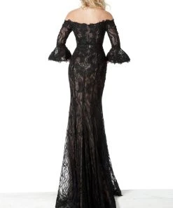Jovani - 2240 Lace Off-Shoulder Bell Sleeve Trumpet Dress 5 Jovani - 2240 Lace Off-Shoulder Bell Sleeve Trumpet Dress