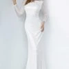 Jovani - 2927 Long Sleeve Bateau Glitter Sheath Dress