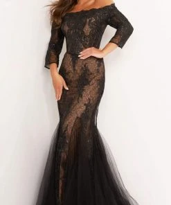 Jovani - 3376 Embellished Off Shoulder Mermaid Dress 8 Jovani - 3376 Embellished Off Shoulder Mermaid Dress