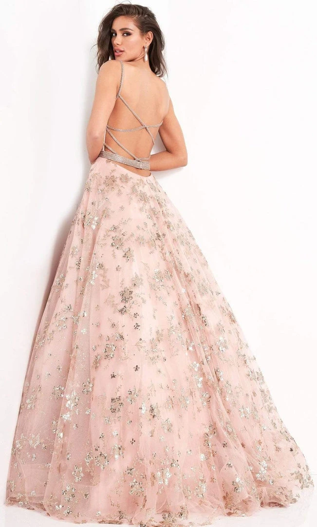 Jovani - 3614 Embellished Deep V Neck A-line Gown 6 Jovani - 3614 Embellished Deep V Neck A-line Gown